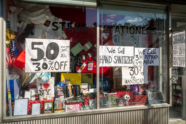 New York during the COVID-19 pandemic A store in Greenwich Village in New York on Tuesday, March 24, 2020 starts to stock COVID-19 supplies. (  RichardxB.xLevine