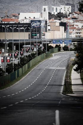 PXL_Empty thoroughfares in Split, Croatia 25.03.2020., Split, Croatia - All major roads in the city of Split, are almost empty because of various restrictions on movement due to the pandemic coronavirus. MilanxSabic PIXSELL