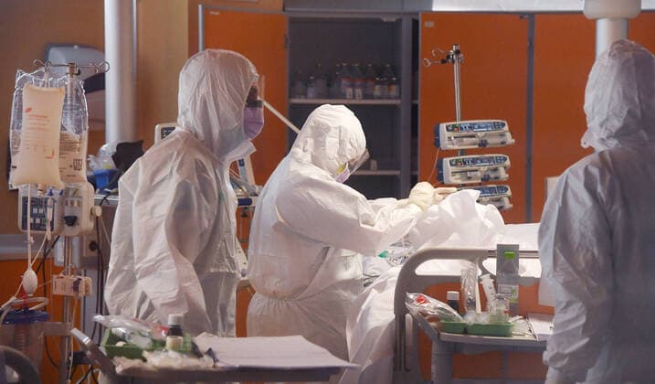 Rome 25 03 2020 Corona Crisis Press meeting in the intensive care unit of the Casal Palocco Hospital Intensive care nurses care Covid 19 patients
