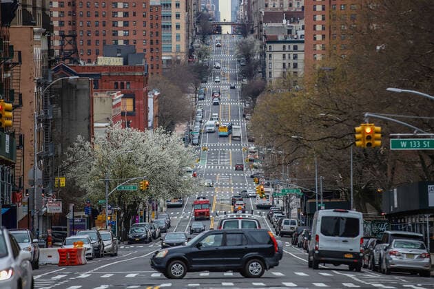 March 25, 2020, New York, NEW YORK, EUA: Manhattan streets and avenues in Harlem are seen empty during a Coronavirus COVID19 pandemic in New York, USA. New York EUA - ZUMAc233 47096320st Copyright: xVanessaxCarvalhox