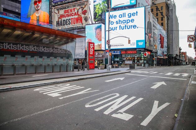 March 25, 2020, New York, NEW YORK, EUA: MovimentaoÂßoÂ£o da Times Square em Manhattan durante uma pandemia de coronavoÂ­rus COVID19 em Nova York nos Estados Unidos. New York EUA - ZUMAc233 47096441st Copyright: xVanessaxCarvalhox