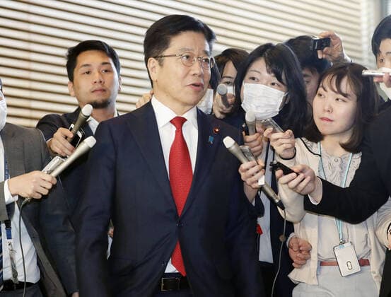 Japan s launch of new coronavirus task force Japanese Health Minister Katsunobu Kato speaks to reporters at the prime minister s office in Tokyo on March 26, 2020, ahead of the launch of a new coronavirus task force. A recently revised law enables Prime Minister Shinzo Abe to declare a state of emergency if necessary to cope with the outbreak. 