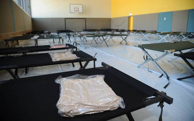 Camp beds were set up on Thursday 26 03 2020 in the gymnasium of the Gemeinschaftsschule Marpingen These camp beds are intended to help out in case of shortages in hospitals due to corona bub