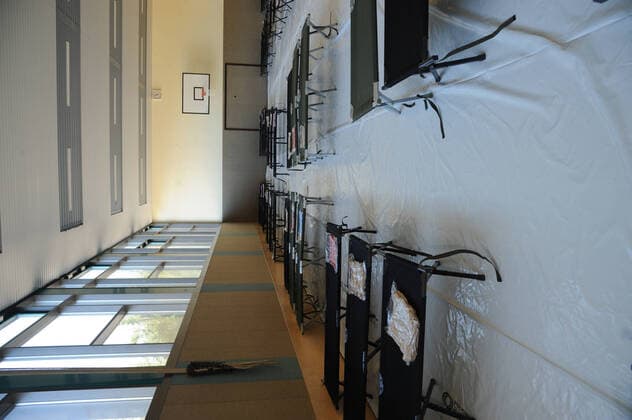 Camp beds were set up on Thursday 26 03 2020 in the gymnasium of the Gemeinschaftsschule Marpingen These camp beds are intended to help out in case of shortages in hospitals due to corona bub
