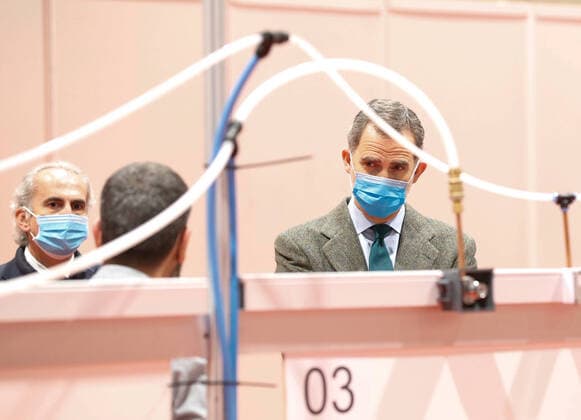 26-03-2020 Madrid King Felipe visited the corona, Covid19, emercency hospital at the IFEMA convention center in Madrid, Spain.  Copyright: xxPPE Thorton poolx