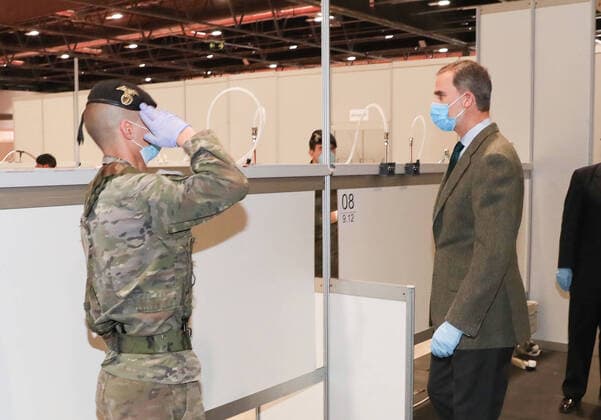 26-03-2020 Madrid King Felipe visited the corona, Covid19, emercency hospital at the IFEMA convention center in Madrid, Spain.  Copyright: xxPPE Thorton poolx