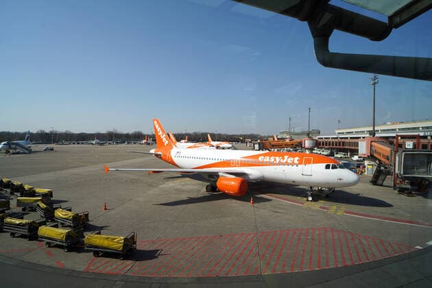 26 03 2020,Berlin,Germany,GER,the city in times of the Corona Pandemic, Tegel TXL Airport, flight operations have almost come to a complete standstill EasyJet