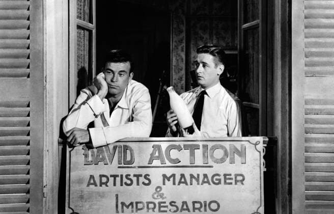 GENTLEMEN MARRY BRUNETTES, from left: Scott Brady, Alan Young, 1955, gmb_005-Scott Brady Alan Young, Photo by: Everett Collection (gmb_005-Scott Brady; Alan Young) Everett Collection (gmb_005-Scott Brady; Alan Young) !ACHTUNG AUFNAHMEDATUM GESCHÃ„TZT! PUBLICATIONXNOTxINxCANxCHNxFRAxITAxJPNxNORxPOLxRUSxESPxUKxUSA Copyright: xCourtesyxEverettxCollectionx SIJA018 EC019
