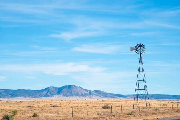 Windmill over ranchland in southern New Mexico, United States of America, North America Copyright: ShannaxBaker 1315-202