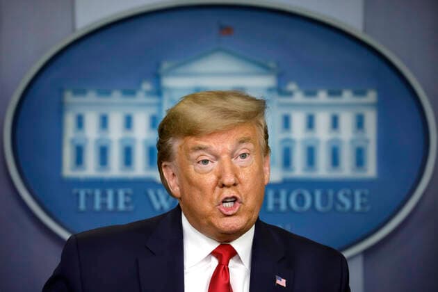 March 26, 2020, Washington, District of Columbia, USA: United States President Donald J. Trump speaks with during a press briefing on the Coronavirus COVID-19 pandemic with members of the Coronavirus Task Force at the White House in Washington on March 26, 2020. .Credit: Pool via CNP Washington USA - ZUMAs152 20200326_zaa_s152_012 Copyright: xYurixGripasx