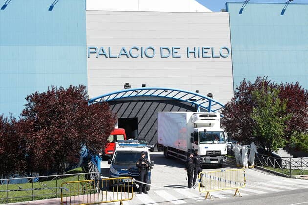 General view of Palacio de Hielo became a temporary morgue due to the emergency declaration due to the Corona Virus (COVID-19) outbreak in Madrid, Spain, MARCH 26, 2020.  (124784223)