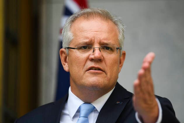 SCOTT MORRISON CORONAVIRUS UPDATE, Australian Prime Minister Scott Morrison speaks to the media during a press conference at Parliament House in Canberra, Friday, March 27, 2020. ( NO ARCHIVING, EDITORIAL USE ONLY, NO USE IN BOOKS WITHOUT CONSENT CANBERRA ACT AUSTRALIA  Copyright: xLUKASxCOCHx 20200327001460398243