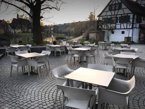 Rottenburg Theme picture, symbol picture, corona, coronavirus, COVID 19, Rottenburg, district Tübingen, 26 03 2020 Closed bistro, empty, empty, outside, theme picture, symbol picture, corona, coronavirus, COVID 19, Rottenburg, district Tübingen, 26 03 2020, Copyright: xFrankx Eibner-Pressefotox EP_wfk