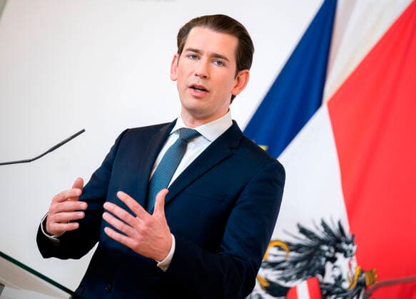 Vienna 26 03 2020, Federal Chancellery, Vienna, AUT, Current developments on corona disease in Austria, press conference, News on the corona aid package for jobs and companies, in picture Federal Chancellor Sebastian Kurz Federal Chancellor Sebastian Kurz during a press conference on the subject news on the corona aid package for jobs and companies of Austrian Goverment about th  EP_Pool
