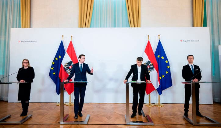 Vienna 26 03 2020, Federal Chancellery, Vienna, AUT, Current developments on corona disease in Austria, press conference, news on the corona aid package fo  EP_Pool