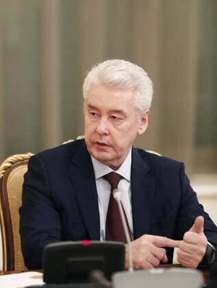 MOSCOW, RUSSIA - MARCH 27, 2020: Moscow Mayor Sergei Sobyanin attends a meeting of the Government Coordination Council to Control the Incidence of the Novel Coronavirus Infection. Dmitry Astakhov POOL TASS  TS0D37FA