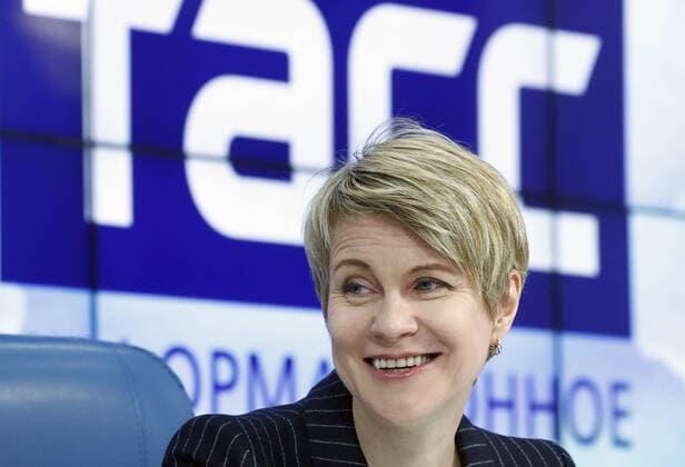 MOSCOW, RUSSIA - MARCH 27, 2020: Yelena Shmelyova, Head of the Sirius Educational Centre and the Talent and Success Foundation, at a press conference to present the Sirius Courses open online platform of extended education and children s individual learning. Artyom Geodakyan TASS  TS0D37D4