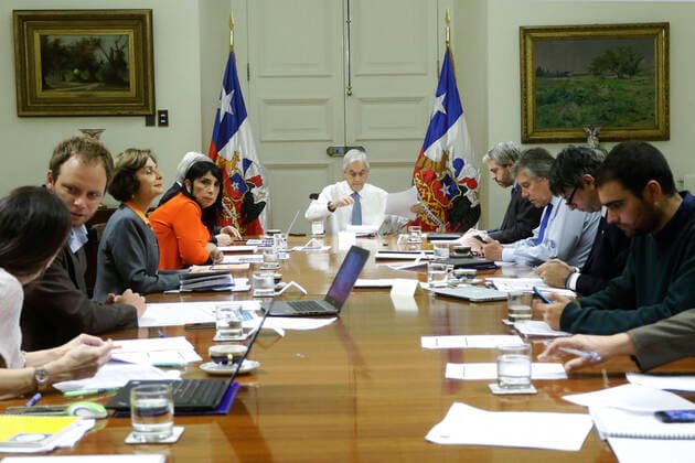 Santiago, March 27, 2020 The President of the Republic, Sebastian Pinera, heads a new session of the Emergency Committee for coronavirus Pool Photography Via Aton Chile, Santiago Chile Aton 407759  Copyright: POOLxFOTOGRAFICO VIAxATONxCHILE
