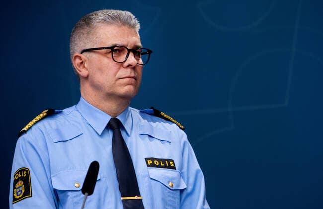200327 Anders Thornberg, chief of police, a press conference with the government of Sweden regarding the coronavirus, covid-19, on March 27, 2020 in Stockholm.  Copyright: MAXIMxTHORE 47099290st