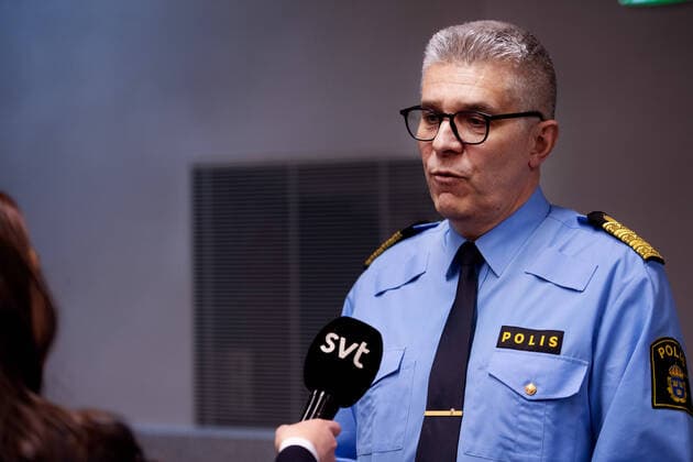 200327 Anders Thornberg, chief of police, speaks to the press a press conference with the government of Sweden regarding the coronavirus, covid-19, on March 27, 2020 in Stockholm.  Copyright: MAXIMxTHORE 47099313st