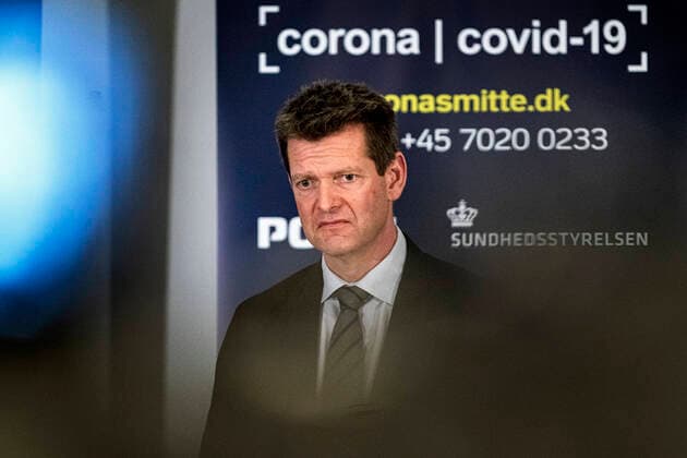 Director of Health, Soeren Brostroem Director of Health, Soeren Brostroem, holds press release together with WHO Europe director Hans Kluge and gives status on the Danish handling of coronavirus covid19 in Eigtveds Pakhus on Friday 27 March 2020, Copenhagen Denmark,  Copyright: RitzauxScanpix IdaxGuldbaekxArentsenx cop110 spdk20200327-150431-L