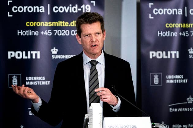 Director of Health, Soeren Brostroem Director of Health, Soeren Brostroem, holds press release together with WHO Europe director Hans Kluge and gives status on the Danish handling of coronavirus covid19 in Eigtveds Pakhus on Friday 27 March 2020, Copenhagen Denmark,  Copyright: RitzauxScanpix IdaxGuldbaekxArentsenx cop110 spdk20200327-150436-L
