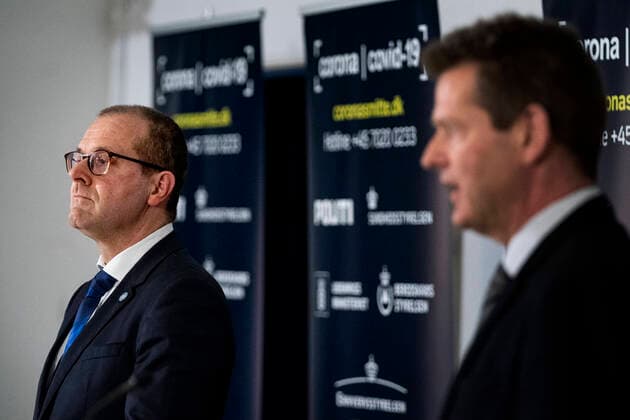 The Health Boards director, Soeren Brostroem, holds a press letter together with WHO Europes director Hans Kluge and gives status on the Danish handling of coronavirus covid19 in Eigtveds Pakhus on Friday 27 March 2020, Copenhagen Denmark,  Copyright: RitzauxScanpix IdaxGuldbaekxArentsenx cop110 spdk20200327-150452-L