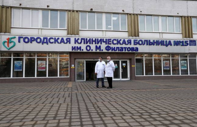 MOSCOW, RUSSIA - MARCH 27, 2020: An outside view of Moscow s Filatov City Clinical Hospital No 15 starting to admit patients suspected of the COVID-19 infection. Stanislav Krasilnikov TASS  TS0D39C5