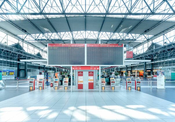 Dresden Airport The departure board at Dresden Airport is almost empty The deserted Dresden Airport All check-in counters are unmanned and closed ¨