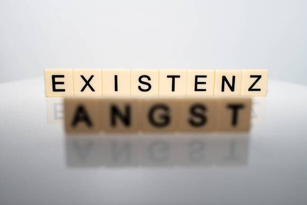Germany 27 03 2020 Consequences of the coronavirus Covid 19 in picture inscription, word existential fear, Germany