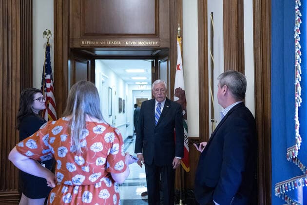 House Majority Leader Steny Hoyer speaks to reporters after the House passed the $2.2 trillion CARES Act at the U.S. Capitol on Friday, March 27, 2020 in Washington, D.C. The stimulus bill, the largest in U.S history, provides economic bailouts to companies, independent contractors and includes direct payments to individuals as the U.S. suffers from the COVID-19 pandemic.  WAP202003278054 STEFANIxREYNOLDS