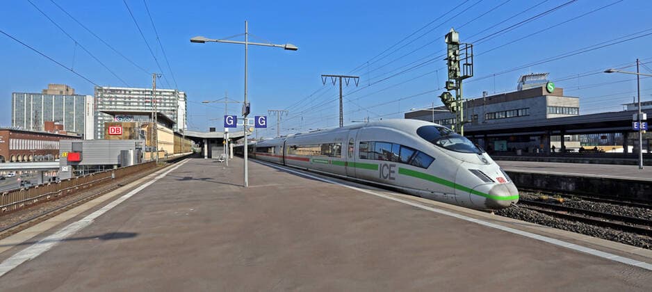 Rail operations and corona virus Long-distance traffic with the modern InterCityExpress is used much less in times of the corona crisis Essen North Rhine-Westphalia Germany Central Station