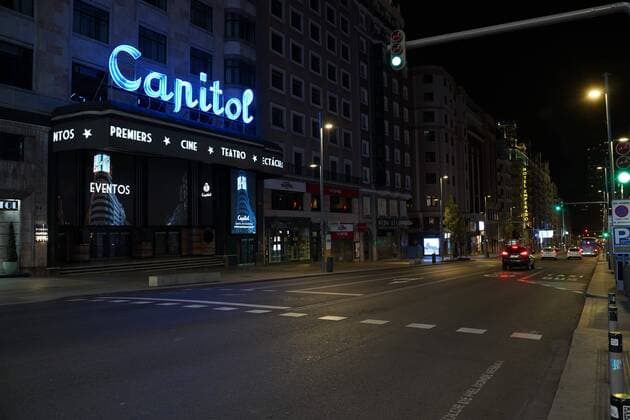 The Streets of Madrid totally empty due to the Coronavirus, Friday, March 27, 2020 Cordon Press