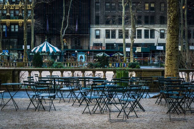 NYC: Covid-19 in New York City Covid-19 causing businesses to close, parks and streets are empty. Many people walking around wearing mask and keeping social distance, New York City New York United States Copyright: StevexSanchez