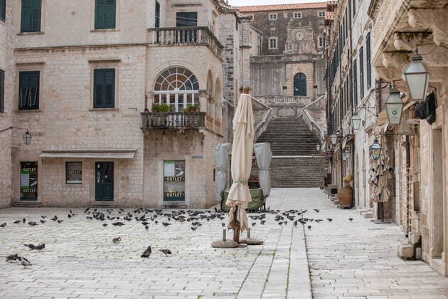 Empty town Dubrovnik, Croatia 28.03.2020., Dubrovnik, Croatia - During coronavirus usualy crowded Dubrovnik is completely empty. GrgoxJelavic PIXSELL