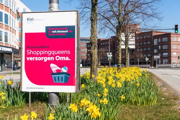 Kiel today Saturday den 28 03 2020 Also today again absolute silence in the city centre of Kiel An almost deserted city One could not have imagined something like this recently Kiel Old Town Schleswig Holstein Germany