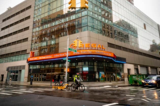 New York during the COVID-19 pandemic Closed Regal Cinemas multiplex in the Greenwich Village neighborhood in New York on Saturday, March 28, 2020. (  RichardxB.xLevine