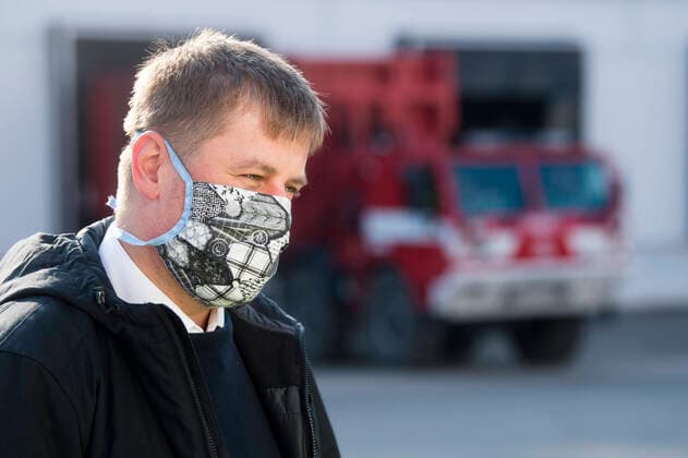 Czech Foreign Affairs Minister Tomas Petricek (Social Democrats, CSSD) prepared boxes with an aid, in Opocinek, Pardubice, Czech Republic, on March 29, 2020. The Czech Republic launched its aid to Spain and Italy, the European countries that are the most afflicted by the novel coronavirus pandemic, sending 20,000 protective suits from the police storage facility in Opocinek to them. (CTKxPhoto JosefxVostarek) CTKPhotoP202003290115101 JVO 008