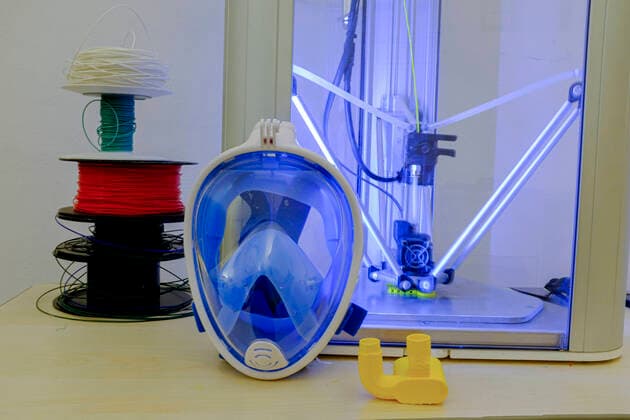 An adapter to transform a snorkelling mask distributed by Decathlon into an oxygen surgery mask to improve care for Sars-Cov2 patients seriously ill in Italians hospitals printed in Remade 3D graphics laboratory that participate to a project made by Isinnova who shared his idea. In Italy hospitals are almost full and more intensive care equipment is needed.  Copyright: xAntonioxBalascox xIPAx xAntonioxBalascox