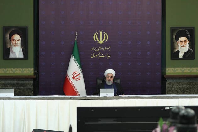 March 28, 2020, Tehran, Iran: Iranian President HASSAN ROUHANI speaks during a meeting of Center for Preventing and Combating the new Coronavirus (COVID-19) in Tehran, Iran on March 28, 2020. Tehran Iran - ZUMAi98_ 20200328_zih_i98_003 Copyright: xIranianxPresidencyx
