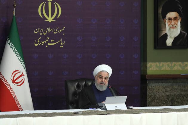 March 28, 2020, Tehran, Iran: Iranian President HASSAN ROUHANI speaks during a meeting of Center for Preventing and Combating the new Coronavirus (COVID-19) in Tehran, Iran on March 28, 2020. Tehran Iran - ZUMAi98_ 20200328_zih_i98_010 Copyright: xIranianxPresidencyx