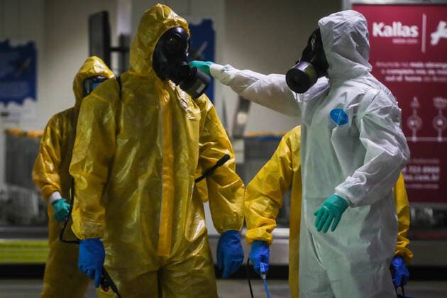 BELÉM, PA - 29.03.2020: DESCONTAMINAÇÃO DO AEROPORTO DE BELÉM - Val-de-Cão Airport (Belém International Airport) was decontaminated this Sunday (29th) to prevent the proliferation of COVID-19 (coronavirus). Action was promoted by the Joint Command of the North (CCN) with activity of the 2nd Battalion of Riverside Operations with the Nuclear, Biological, Chemical and Radiological Response Team. x1899404x  FilipexBispo
