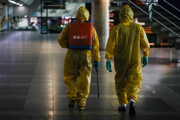BELÉM, PA - 29.03.2020: DESCONTAMINAÇÃO DO AEROPORTO DE BELÉM - Val-de-Cão Airport (Belém International Airport) was decontaminated this Sunday (29th) to prevent the proliferation of COVID-19 (coronavirus). Action was promoted by the Joint Command of the North (CCN) with activity of the 2nd Battalion of Riverside Operations with the Nuclear, Biological, Chemical and Radiological Response Team. x1899452x  FilipexBispo