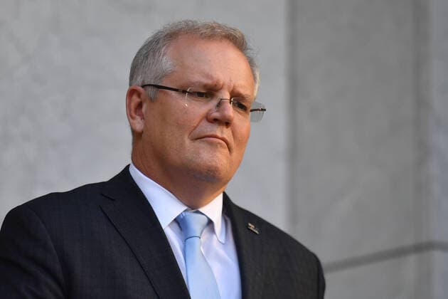 SCOTT MORRISON PRESSER, Prime Minister Scott Morrison announces the government s $130b wage subsidy package at a press conference at Parliament House in Canberra, Monday, March 30, 2020. ( NO ARCHIVING, EDITORIAL USE ONLY, NO USE IN BOOKS WITHOUT CONSENT Canberra ACT AUSTRALIA  Copyright: xMICKxTSIKASx 20200330001460809559