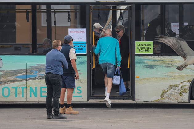 ARTANIA CRUISE SHIP TRANSFER WA, The West Australian passengers from the Vaso Da Gama cruise ship arrive at Rottnest Island this afternoon for 14 days quarantine in WA, Monday, March 30, 2020. Twenty-nine Artania cruise ship passengers infected with coronavirus will be cared for at a Perth hospital, as other travellers go to Rottnest Island for quarantining. ( NO ARCHIVING, EDITORIAL USE ONLY, NO USE IN BOOKS WITHOUT CONSENT PERTH WA AUSTRALIA  Copyright: xMICHAELxWILSONx 20200330001460822565
