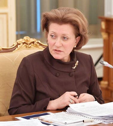 MOSCOW, RUSSIA - MARCH 30, 2020: The Head of the Russian Federal Service for Surveillance on Consumer Rights Protection and Human Wellbeing (Rospotrebnadzor), Russia s Chief State Sanitary Physician Anna Popova during a meeting of a coordination council on managing the COVID-19 coronavirus pandemic at the House of the Russian Government. Alexander Astafyev POOL TASS  TS0D3DCB
