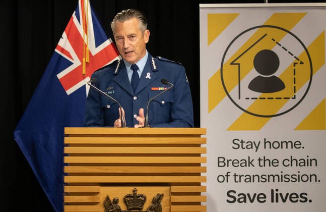 (200330) -- WELLINGTON, March 30, 2020 -- New Zealand Police Commissioner Mike Bush speaks during a press conference about COVID-19 in Wellington, New Zealand, March 30, 2020. (Mark Mitchell NZME Pool via Xinhua) NEW ZEALAND-WELLINGTON-COVID-19 GuoxLei 