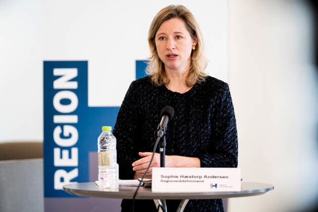 Co-Chair Sophie Haestorp Andersen S Co-Chair Sophie Haestorp Andersen S and Head of COVita Jan Bonde, at the Capital Regions press conference in the North Fleet at the Rigshospitalet on the new COVID 19 department of the hospital, Monday 30 March 2020, Copenhagen Denmark,  Copyright: RitzauxScanpix IdaxGuldbaekxArentsenx spdk20200330-152930-L