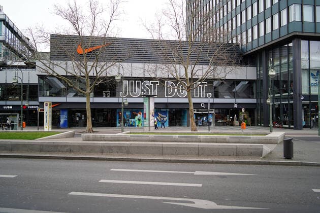 30 03 2020,Berlin,Germany,GER,the city in times of the Corona pandemic Nike Sport Branch at Tauentzienstraße