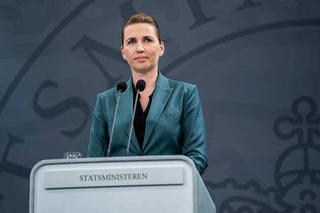 Prime Minister Mette Frederiksen S, Minister of Health Magnus Heunicke, Soeren Brostroem, Thorkild Fogde and Kaare Moelbak hold a press conference on COVID 19 in Denmark, in the Mirror Hall in the Prime Ministers Office on Monday, March 30, 2020,,  Copyright: MartinxSylvestx spdk20200330-192757-L